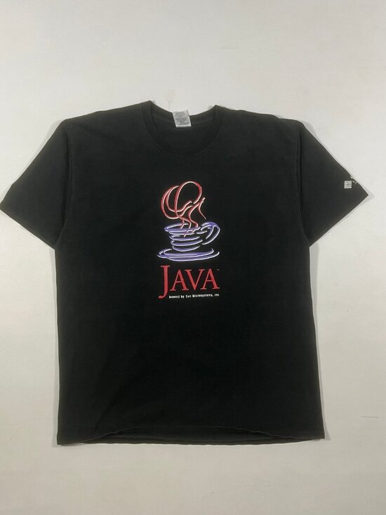 Vintage Y2K Java Sun Microsystems Promo Tee Black Tech Programmer T-Shirt XL